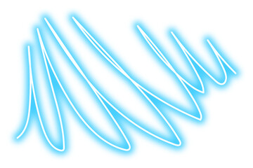 Neon blue line png. Shiny abstract shape on transparent background.