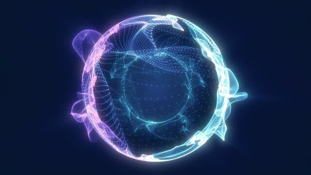 Motion graphic sphere.Abstract 3D futuristic glowing plasma ball, abstract circle with smooth waves, magic ball