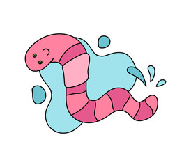 The Doodle Worm is a vector color illustration Isolated on a white background