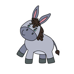 Donkey Doodle Vector color illustration Isolated on white background