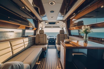 Obraz premium Luxury van interior. Generate Ai