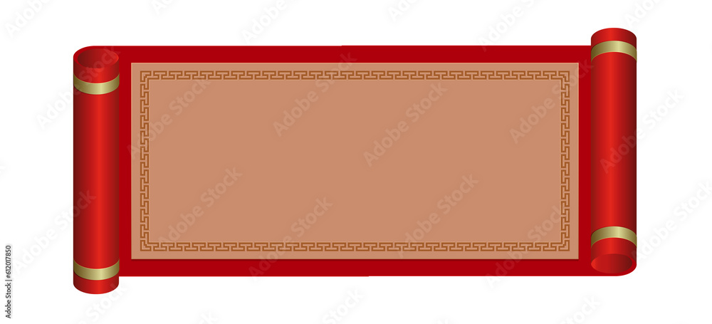 Wall mural rectangular red frame with curly border.