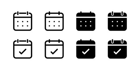 Calendar icon check mark icon, date reminder icon month planner symbol. event, time, almanac, Appointment icons. vector calendars schedule icon button