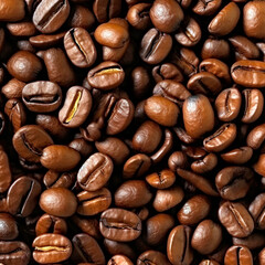Roasted coffee beans texture. Close up background. Ai Generative illustration.