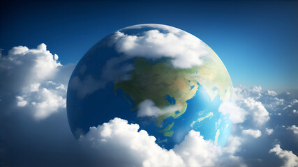 Planet Earth is shrouded in clouds in outer space. Weather forecast: cloudy and rainy weather. Generation AI