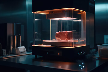 Lab grown meat concept, AI