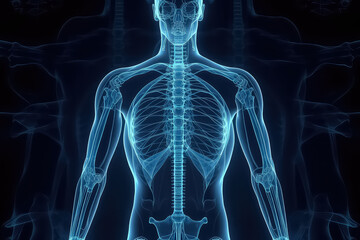 x-ray images body man to see injuries of tendons and bones for a medical diagnosis, AI