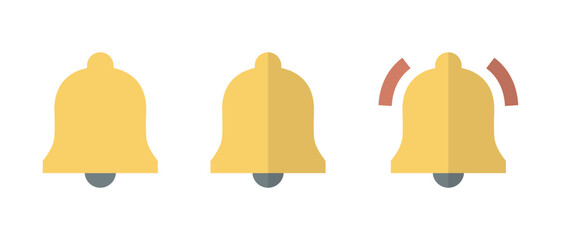 Notification bell, reminder icon vector in flat style