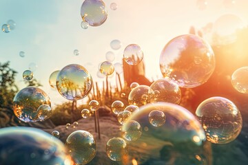 Floating Soap Bubbles -ai generated
