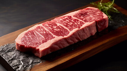 Fototapeta premium The Embodiment of Flavor: Reveling in the Epicurean Delights of Wagyu Beef, Generative AI.