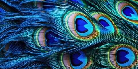 Vivid Blue Peacock Feather Close-up -ai generated