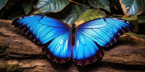 Vibrant Vivid Blue Morpho Butterfly -ai generated