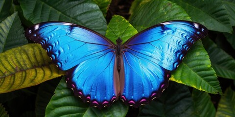 Vibrant Vivid Blue Morpho Butterfly -ai generated