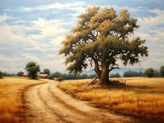 Quiet Afternoon Country Landscape -ai generated