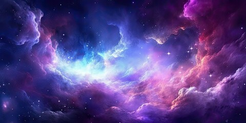 Obraz na płótnie Canvas Vivid Purple Nebula in Space -ai generated