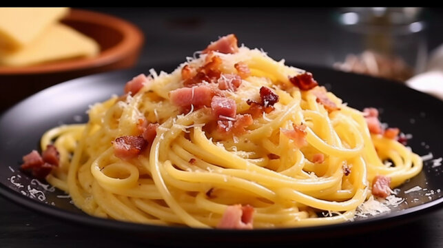 Creamy Perfection: Delighting in the Irresistible Creaminess of Spaghetti Carbonara, Generative AI.
