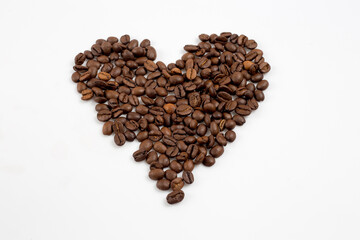 heart shaped roasted coffee beans