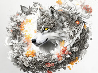 wolf portrait design. ai generative