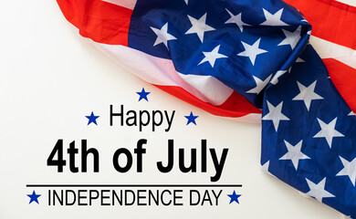 some american flags and the text happy independence day against an off-white background