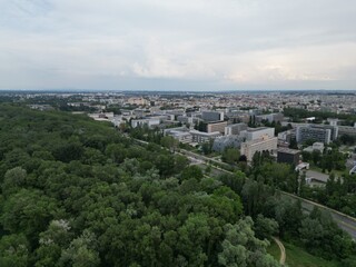 Obraz premium Aerial photography of both sides of the Saône River in Lyon, France