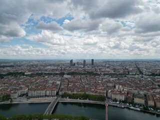 Fototapeta na wymiar Aerial view of the city center of Lyon, France