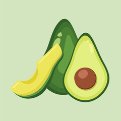 Fresh avocado poster. Exotic fruits isolated on a green background. Avocado icon