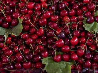 fresh cherries at the local market