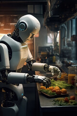 A humanoid works in the kitchen - Generative AI