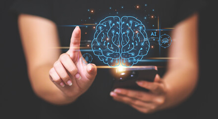 Brain of AI, Symbolic, Machine learning, artificial intelligence of futuristic technology. AI...