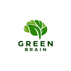 brain and nature logo design. Vector illustration brain and leaf. Modern environment logo design vector icon template