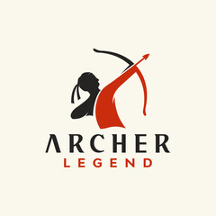 creative archer logo design. Vector illustration archer, arrow and bow. Modern logo design vector icon template