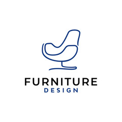 line art furniture interior logo design. Vector illustration Simple minimalist chair. Modern logo design vector icon template