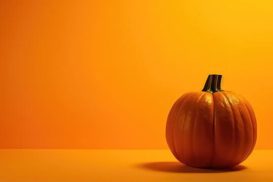Halloween Pumpkin on orange background, AI