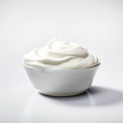 Delicious cream cheese isolated on white background, generative AI

