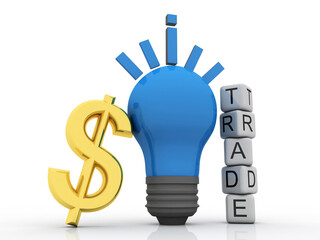 3d illustration usd Dollar symbol with CFL bulb