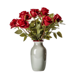 Red Rose Vase Isolated, Generative AI