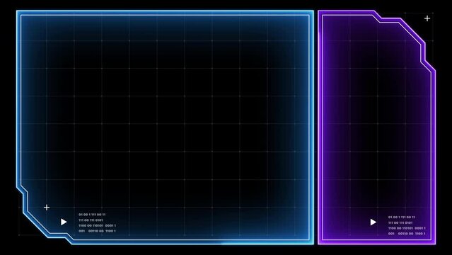 Digital HUD futuristic motion graphic element cyber generated background. Technology hologram frame border and viewfinder element. Graphics around the edges for use in movies, games and animation.