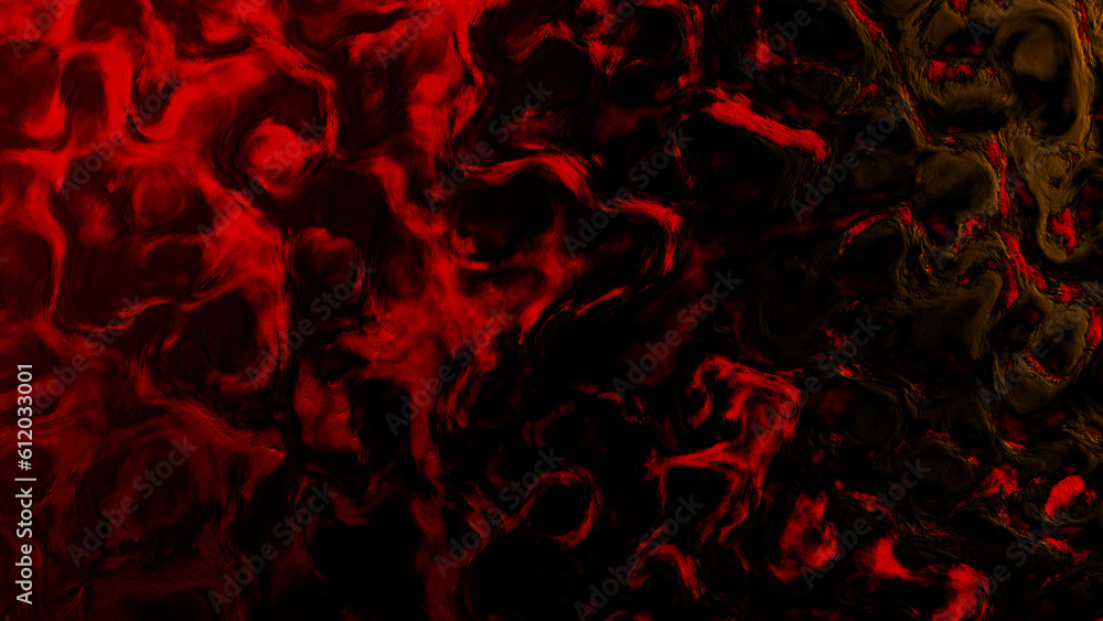 Poster scary distressed red - yellow infernal organized lines forms - abstract 3d rendering