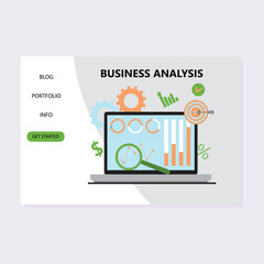 Business analysis landing page, support business with metrics