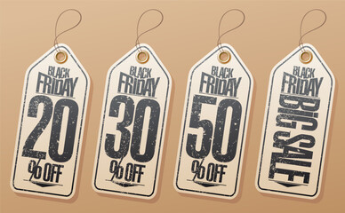 Black friday sale tags set with percents