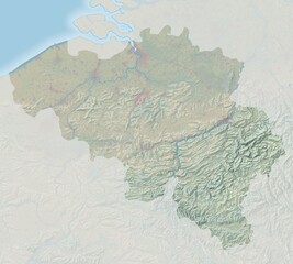 Topographic map of Belgium with shaded relief - 612034096