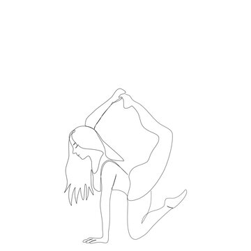 woman doing yoga pose line art clip art preview