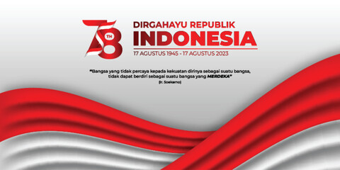 Independence Day Indonesia With Indonesian Wavy Flag