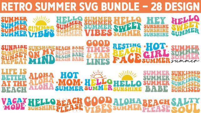 Retro Summer SVG Bundle, Summer svg bundle