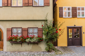 Fototapeta na wymiar Medieval houses in Dinkelsbuhl, Bavaria state, Germany