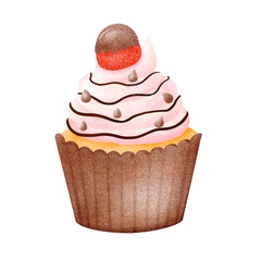cupcake with cream and strawberry 
