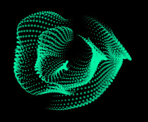 3d dynamic node of big data dots science. Wave infinity sinusoid line from particles. Swirl hill electric neon bulge explosion. Vibrate waveform sphere background. Flower research science net points.