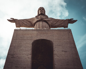 he christ of Lisbon in a shot taken from low angle