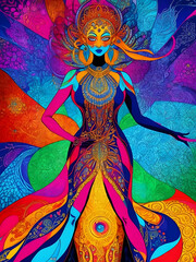 colorful fantasy women art. ai generated