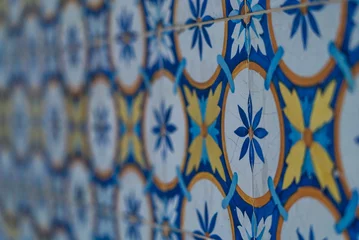Papier Peint photo Portugal carreaux de céramique Tile pattern of Lisbon wall, azulejos